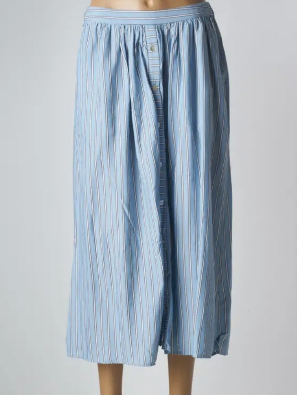 MSCH Copenhagen Blue Striped Midi Skirt With Pockets Size Medium